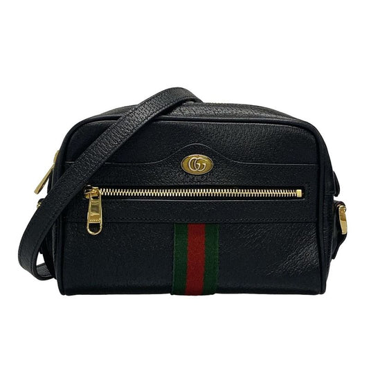 Gucci Shoulder Bag Sherry (web) 719885 Black Green And Red Leather