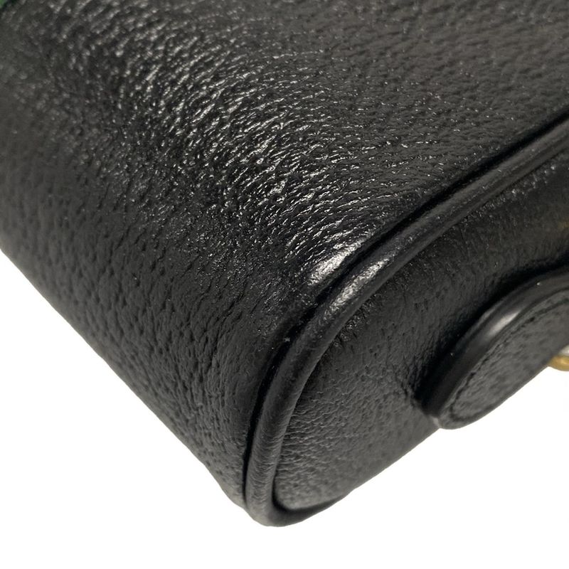 Gucci Shoulder Bag Sherry (web) 719885 Black Green And Red Leather