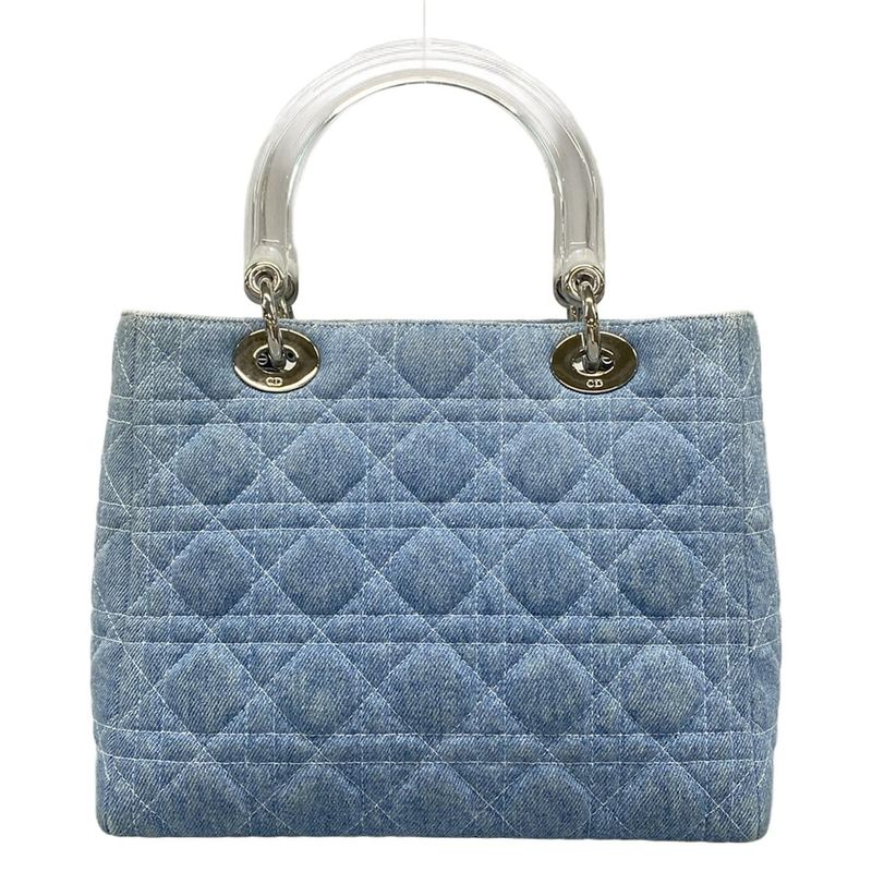 Dior/christian Dior Handbag Lady Dior Medium Bag Light Blue Plastic Handle