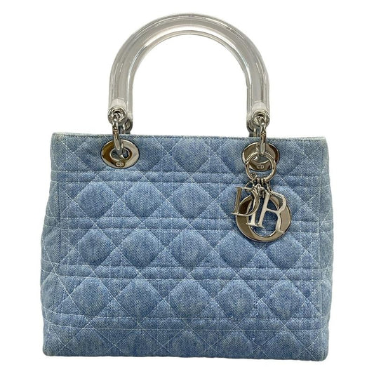 Dior/christian Dior Handbag Lady Dior Medium Bag Light Blue Plastic Handle