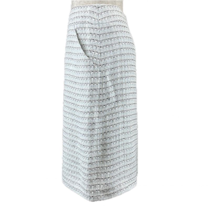 CHANEL Vintage 05C P24927 Coco Mark Parts Linen Blend Tweed Skirt Tight Skirt