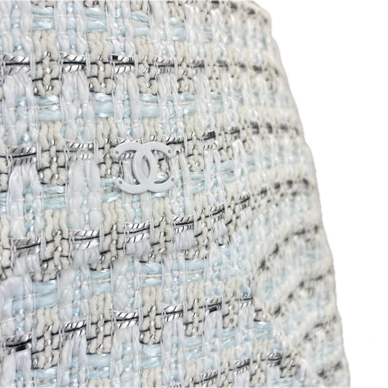 CHANEL Vintage 05C P24927 Coco Mark Parts Linen Blend Tweed Skirt Tight Skirt