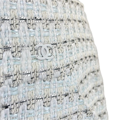 CHANEL Vintage 05C P24927 Coco Mark Parts Linen Blend Tweed Skirt Tight Skirt
