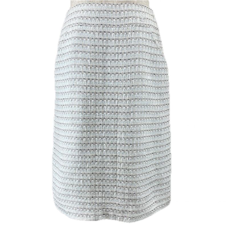 CHANEL Vintage 05C P24927 Coco Mark Parts Linen Blend Tweed Skirt Tight Skirt