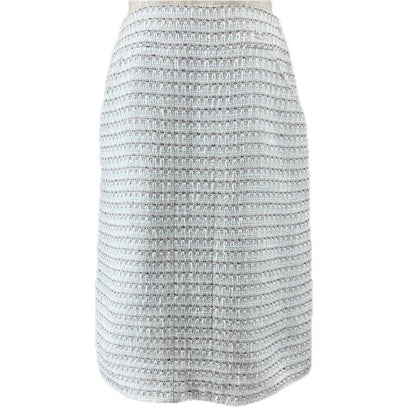 CHANEL Vintage 05C P24927 Coco Mark Parts Linen Blend Tweed Skirt Tight Skirt