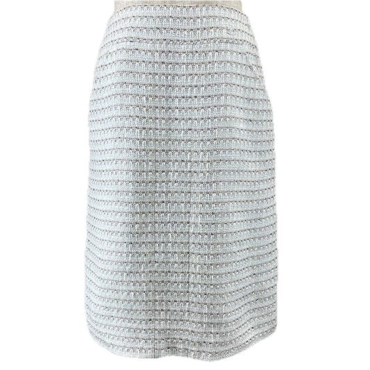 CHANEL Vintage 05C P24927 Coco Mark Parts Linen Blend Tweed Skirt Tight Skirt