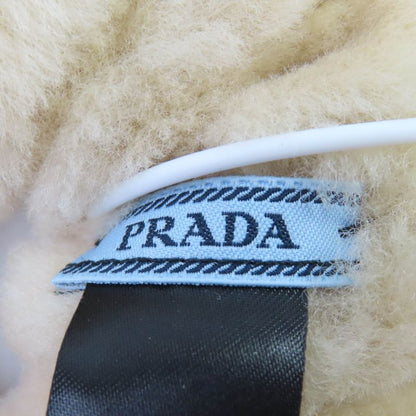 Prada 1if131 Triangle Logo Triangle Plate Mouton Fur Chou Hair Accessory Beige