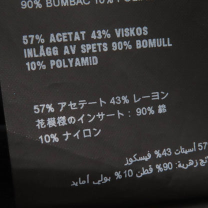 Prada P3309 Lace Combination V-neck Long Sleeve Dress Navy 40 Made In Italy