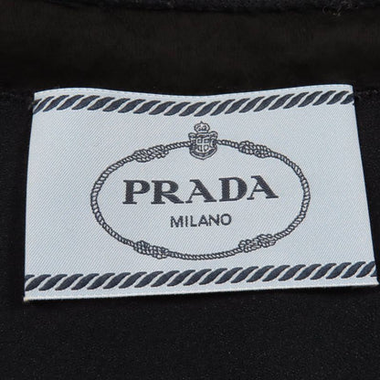 Prada P3309 Lace Combination V-neck Long Sleeve Dress Navy 40 Made In Italy