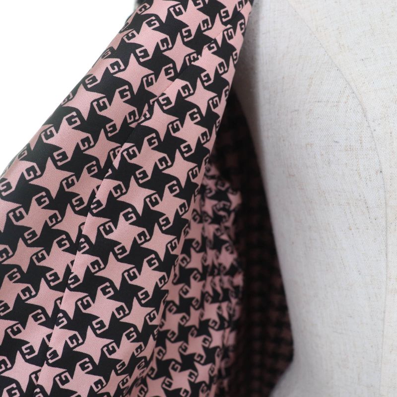 Gucci 674323 Wool GG Button Staggered Handtooth Jacket Coat Pink 40 Made In