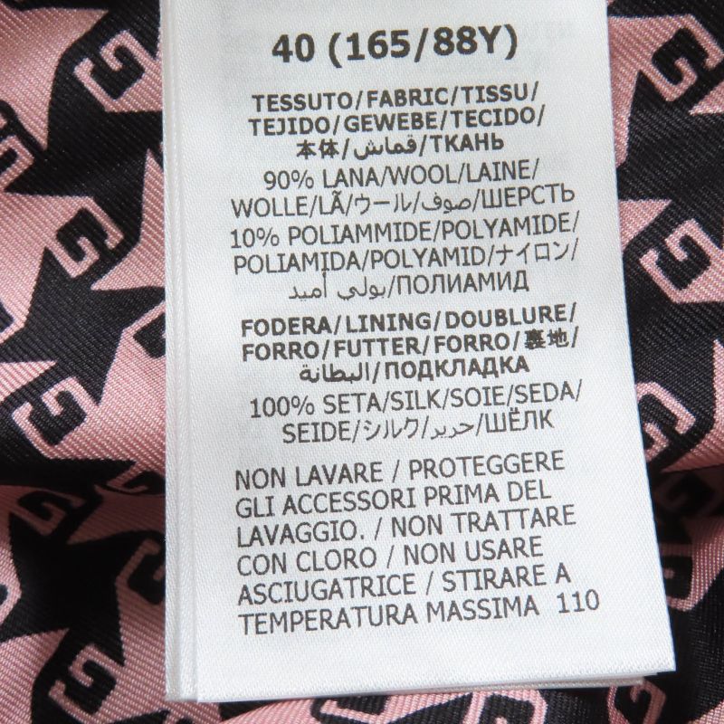 Gucci 674323 Wool GG Button Staggered Handtooth Jacket Coat Pink 40 Made In