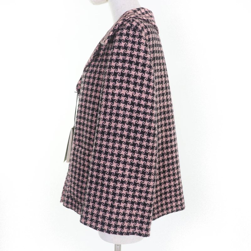 Gucci 674323 Wool GG Button Staggered Handtooth Jacket Coat Pink 40 Made In