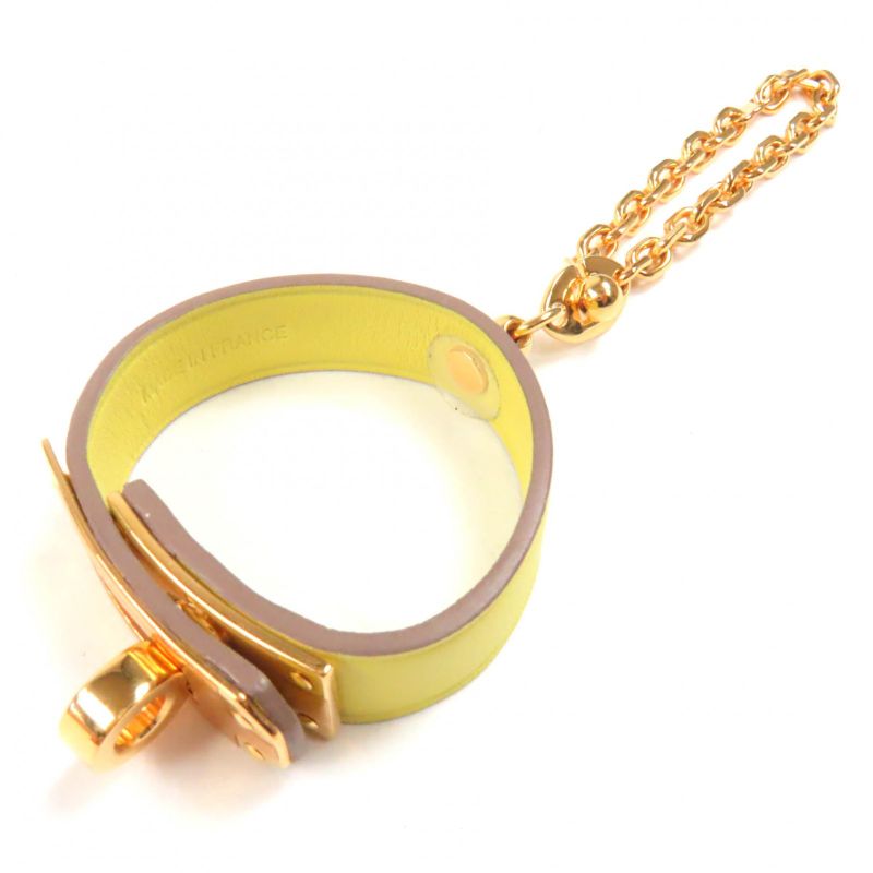 Hermes Kelly Gold Hardware Glove Folder Leather Bag Charm Yellow With Box Made