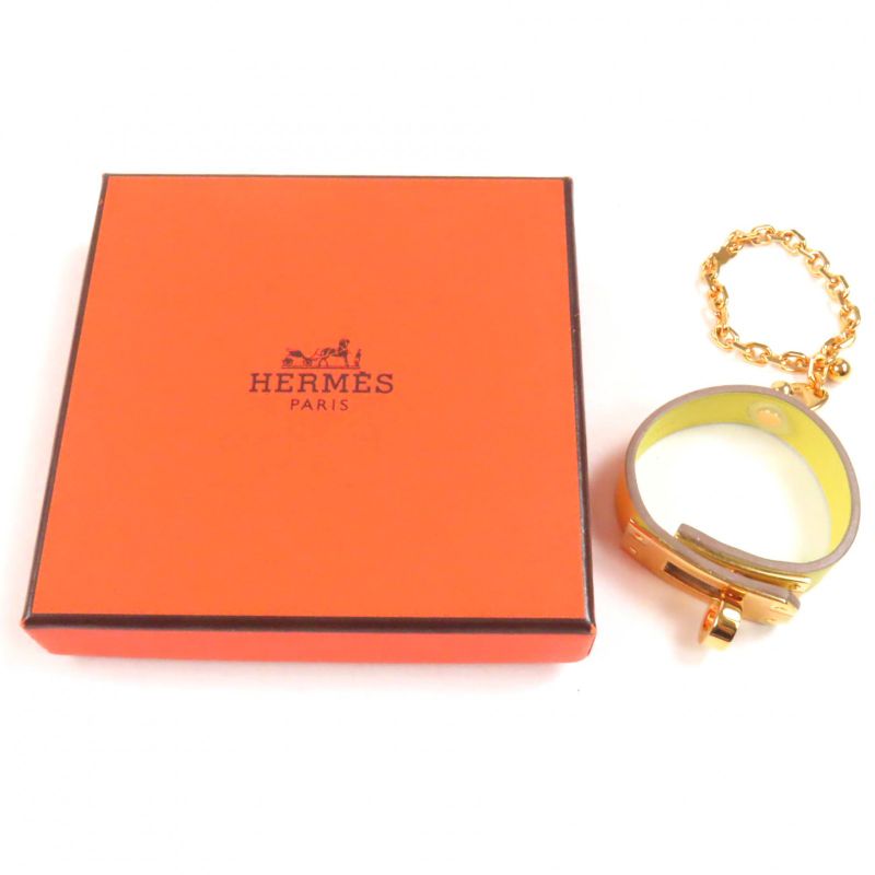 Hermes Kelly Gold Hardware Glove Folder Leather Bag Charm Yellow With Box Made