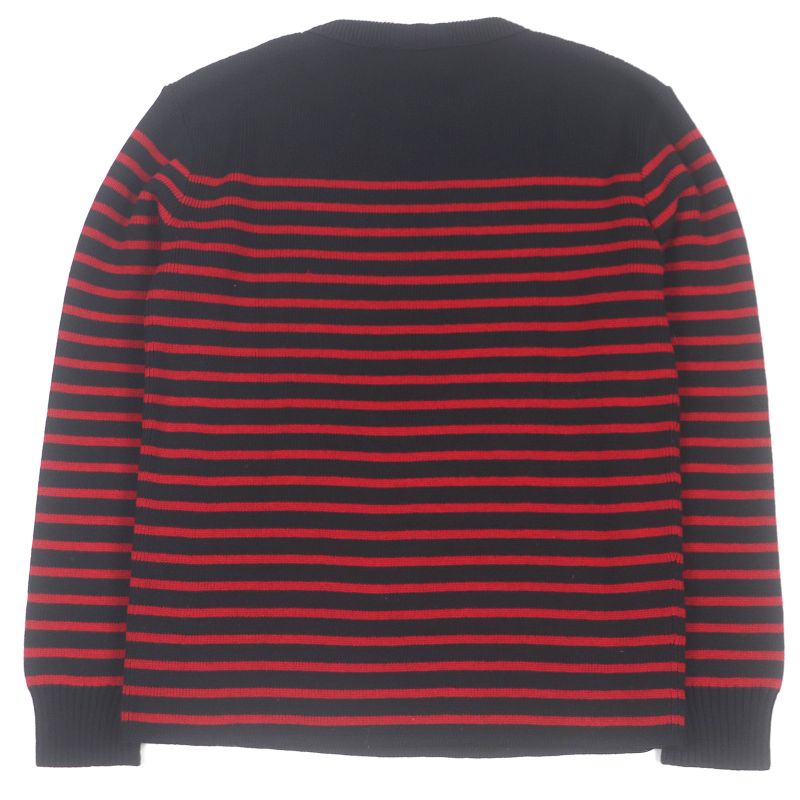 Saint Laurent Paris 588063 Striped Long Sleeve Knit Sweater Red Black M Made In