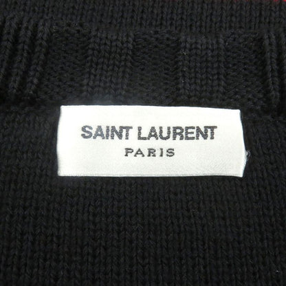 Saint Laurent Paris 588063 Striped Long Sleeve Knit Sweater Red Black M Made In