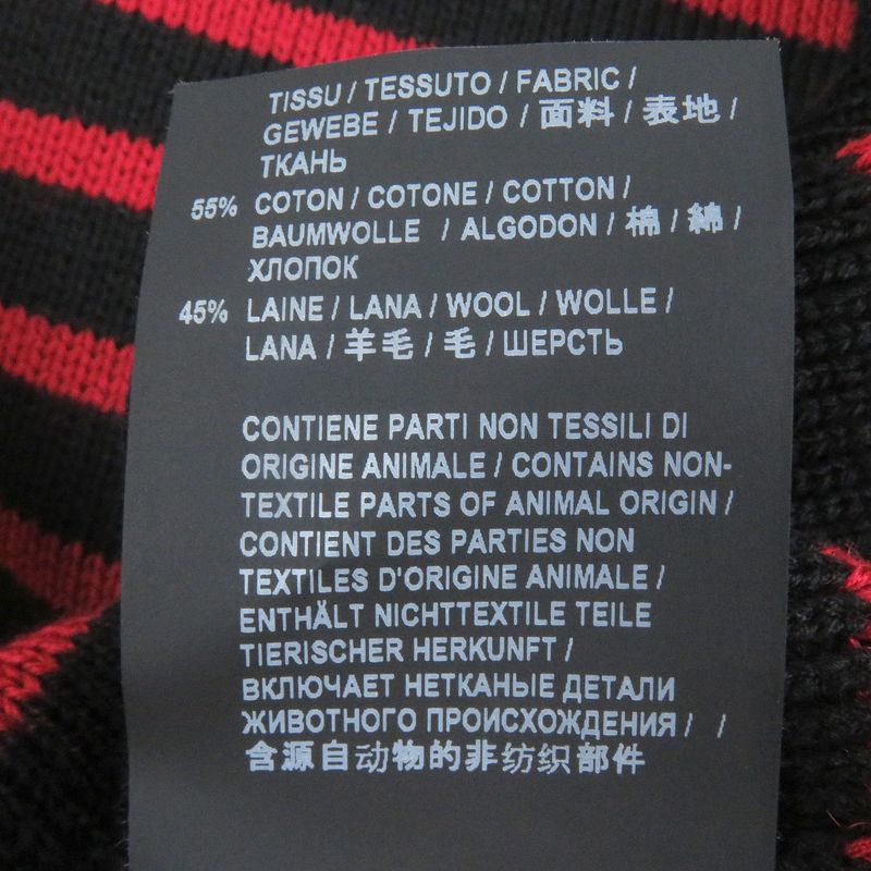Saint Laurent Paris 588063 Striped Long Sleeve Knit Sweater Red Black M Made In