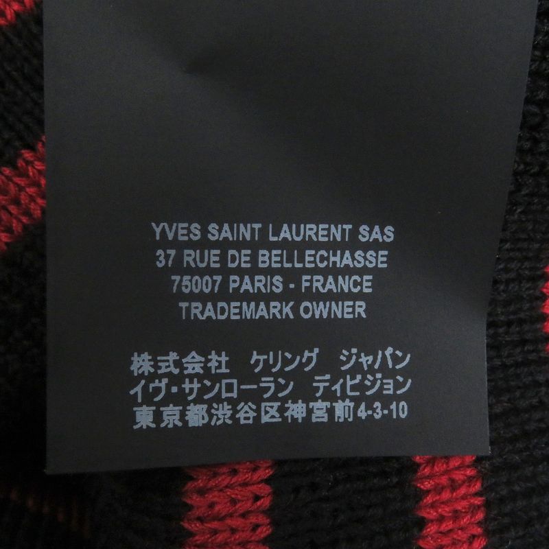 Saint Laurent Paris 588063 Striped Long Sleeve Knit Sweater Red Black M Made In