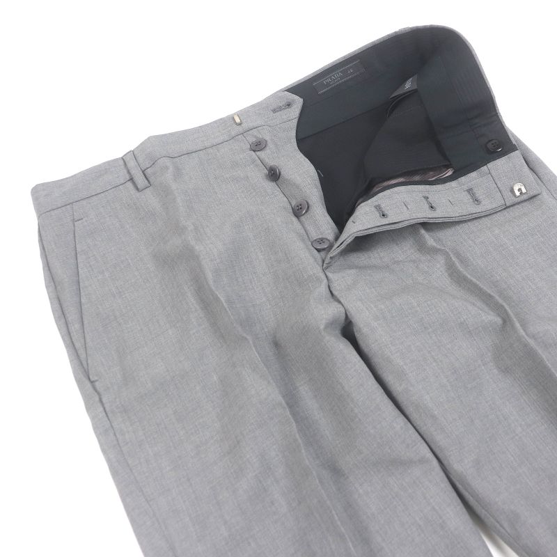 Prada Dna955 100% Virgin Wool Single Slacks Tapered Pants Trousers Pants Gray