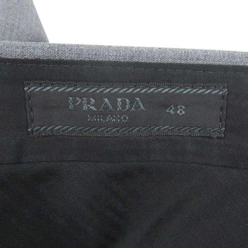 Prada Dna955 100% Virgin Wool Single Slacks Tapered Pants Trousers Pants Gray