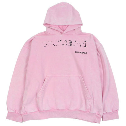 Balenciaga 24SS 767877 Hand Draw Medium Fit Pullover Hoodie Damaged Pink S