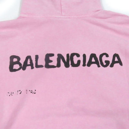 Balenciaga 24SS 767877 Hand Draw Medium Fit Pullover Hoodie Damaged Pink S