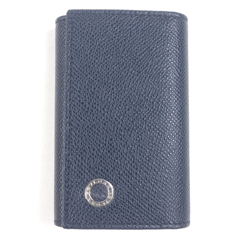 Bvlgari 39318 Grained Calfleather Bvlgari Man Silver Logo Hardware Trifold