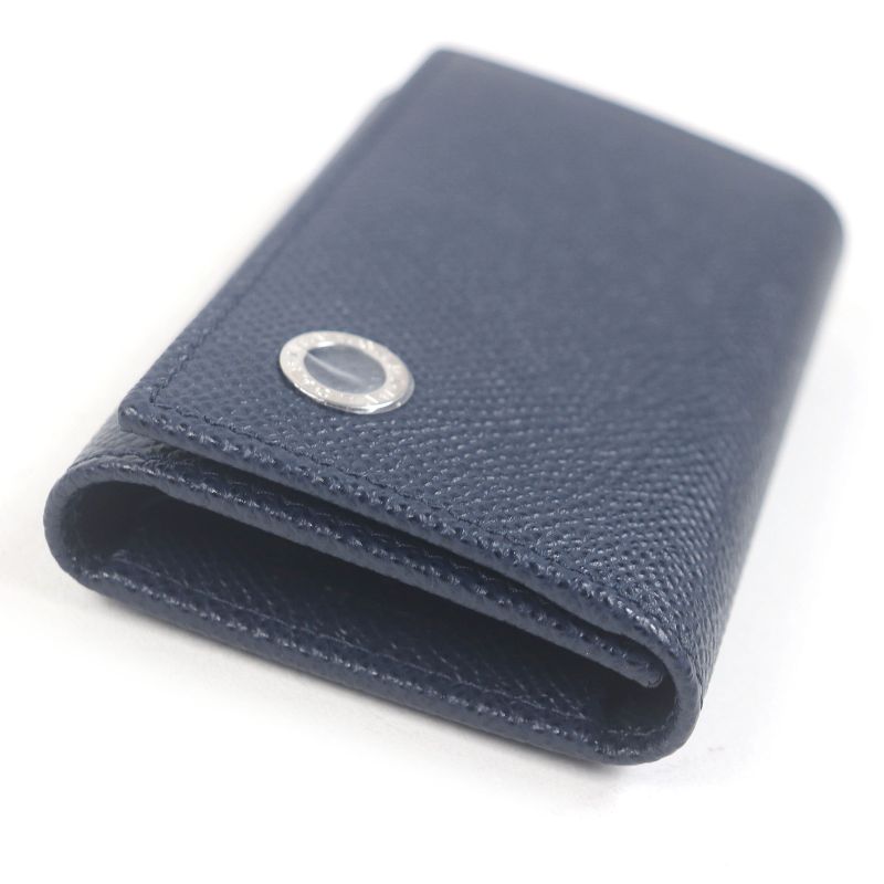 Bvlgari 39318 Grained Calfleather Bvlgari Man Silver Logo Hardware Trifold