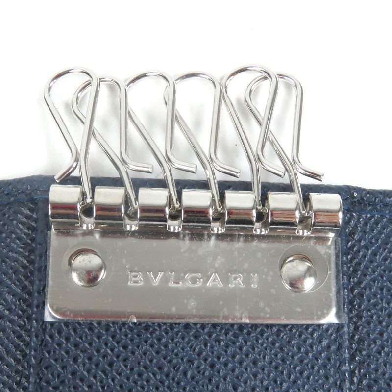 Bvlgari 39318 Grained Calfleather Bvlgari Man Silver Logo Hardware Trifold