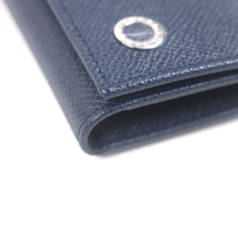 Bvlgari 39318 Grained Calfleather Bvlgari Man Silver Logo Hardware Trifold