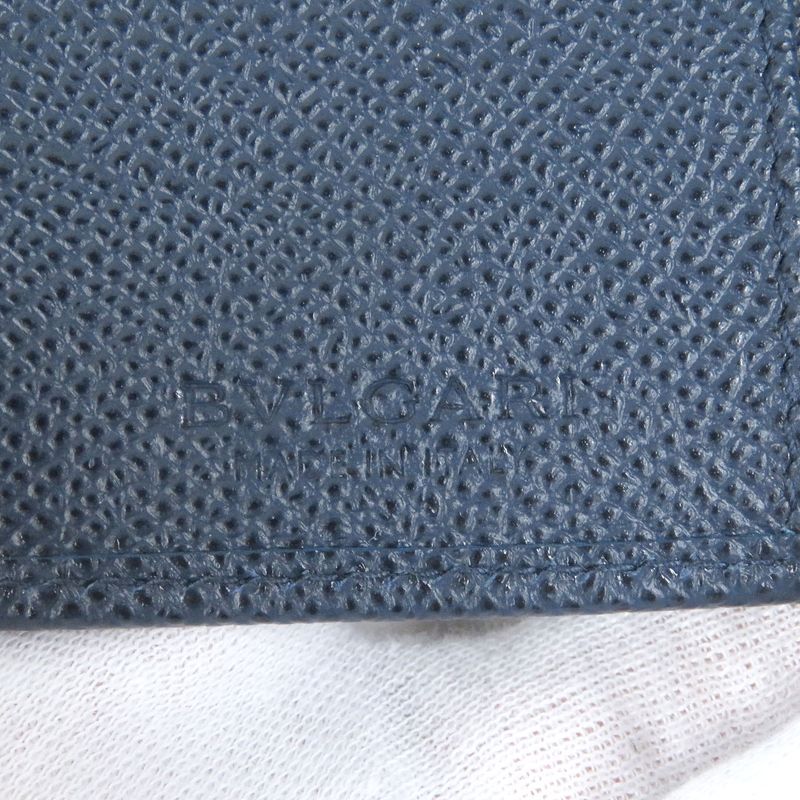 Bvlgari 39318 Grained Calfleather Bvlgari Man Silver Logo Hardware Trifold