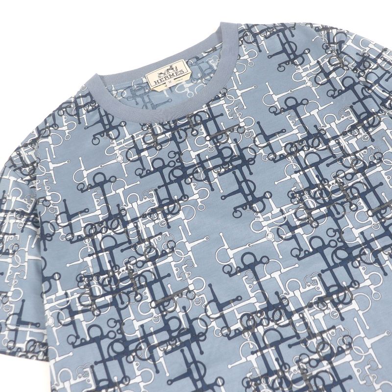 Hermes 100% Cotton Labyrinth Horsebit Light Hand Short Sleeve T-shirt Cut And