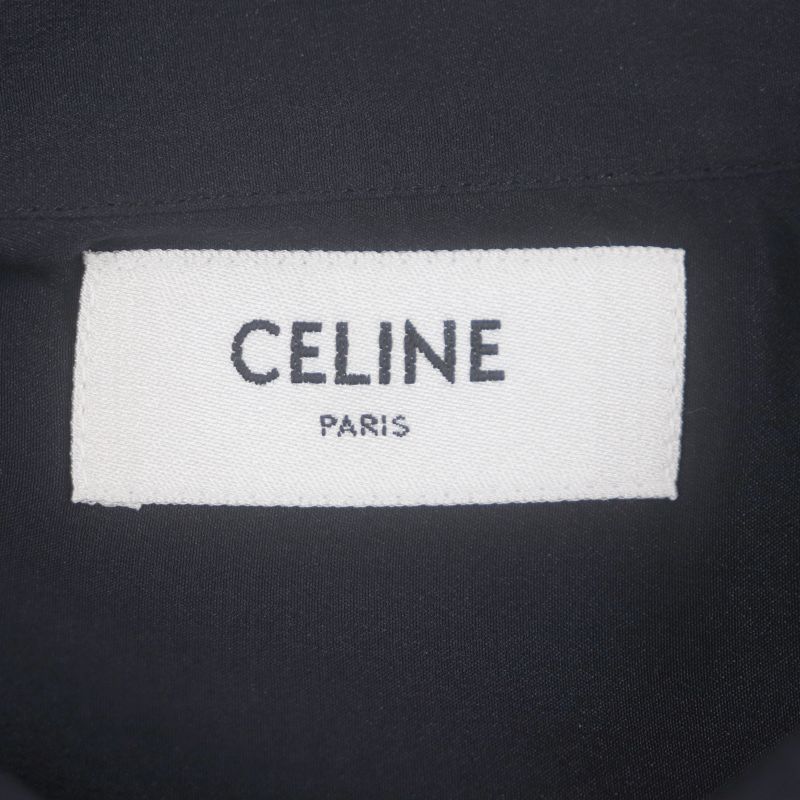 Celine 22SS 2c708402q 100% Silk Palm Tree Print Short Sleeve Shirt Black Red