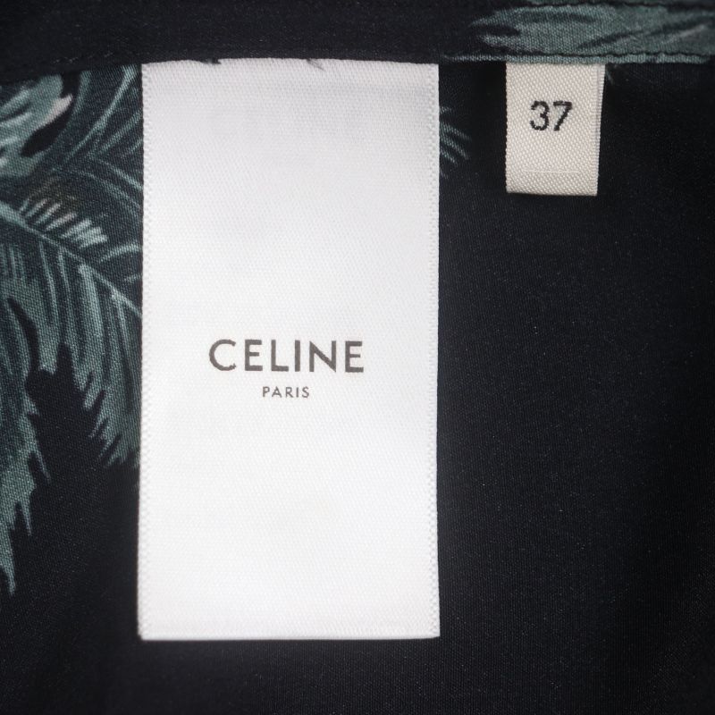 Celine 22SS 2c708402q 100% Silk Palm Tree Print Short Sleeve Shirt Black Red