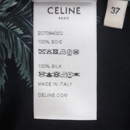 Celine 22SS 2c708402q 100% Silk Palm Tree Print Short Sleeve Shirt Black Red