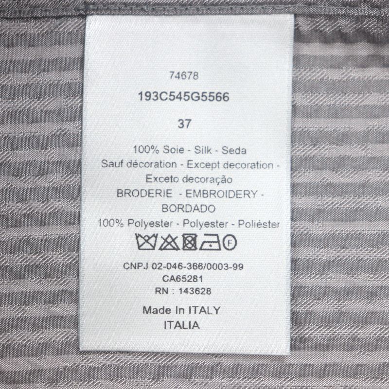 DIOR Homme 193c545g5566 100% Silk Logo Embroidery Stripe Pattern Seersucker