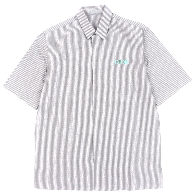 DIOR Homme 193c545g5566 100% Silk Logo Embroidery Stripe Pattern Seersucker