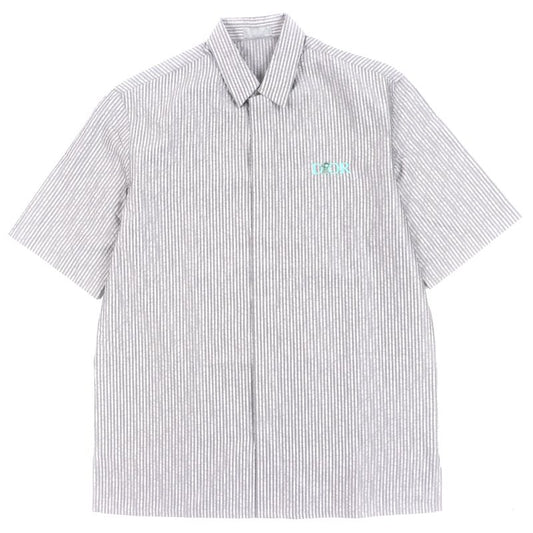 DIOR Homme 193c545g5566 100% Silk Logo Embroidery Stripe Pattern Seersucker