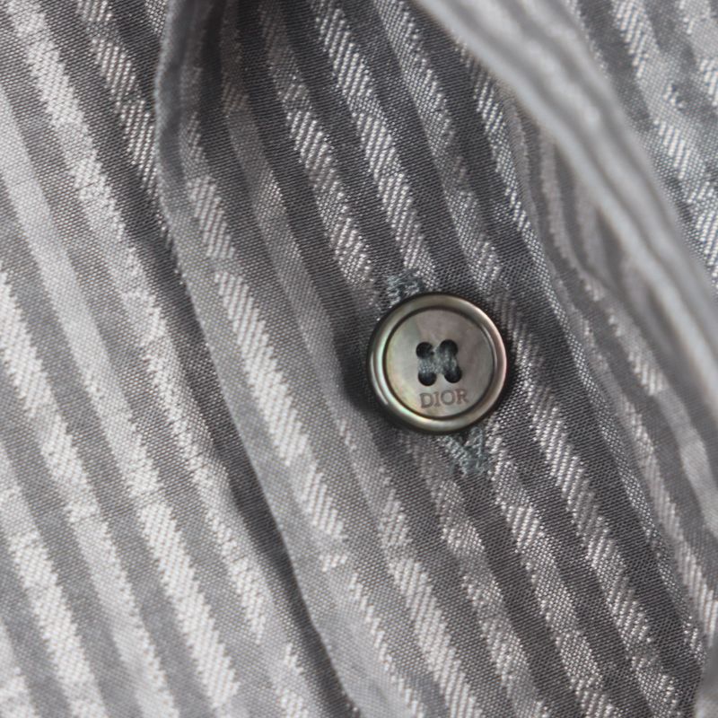 DIOR Homme 193c545g5566 100% Silk Logo Embroidery Stripe Pattern Seersucker