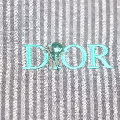 DIOR Homme 193c545g5566 100% Silk Logo Embroidery Stripe Pattern Seersucker