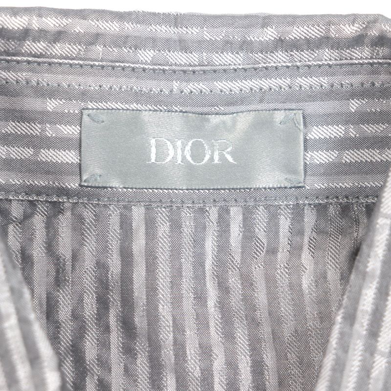 DIOR Homme 193c545g5566 100% Silk Logo Embroidery Stripe Pattern Seersucker