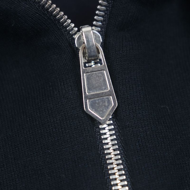  Hermes 20AW Silver Hardware H Motif Cotton Filled Hooded Zip-up Hoodie Dark