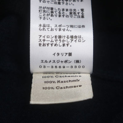  Hermes 23AW Velky Love 100% Cashmere Crewneck Pullover Knit Sweater Navy S