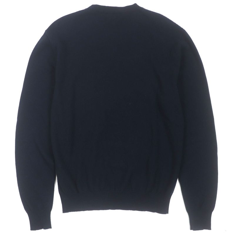  Hermes 23AW Velky Love 100% Cashmere Crewneck Pullover Knit Sweater Navy S
