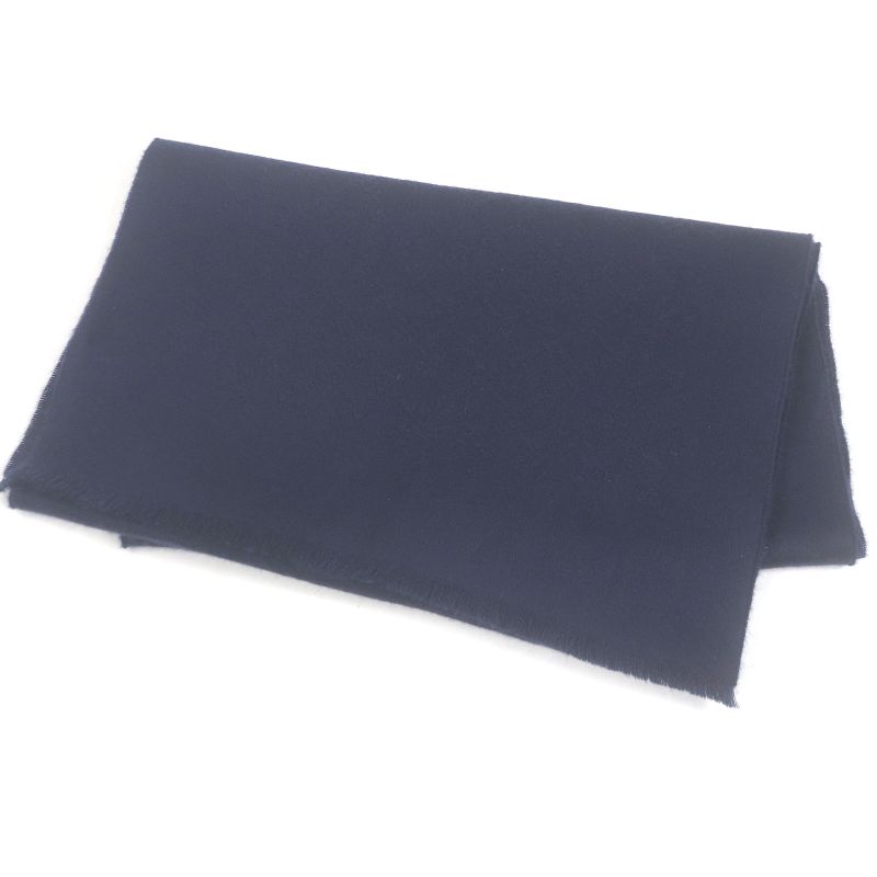 Gucci 100% Cashmere GG Logo All-over Fringe Scarf Shawl Scarf Navy 36 X 180cm