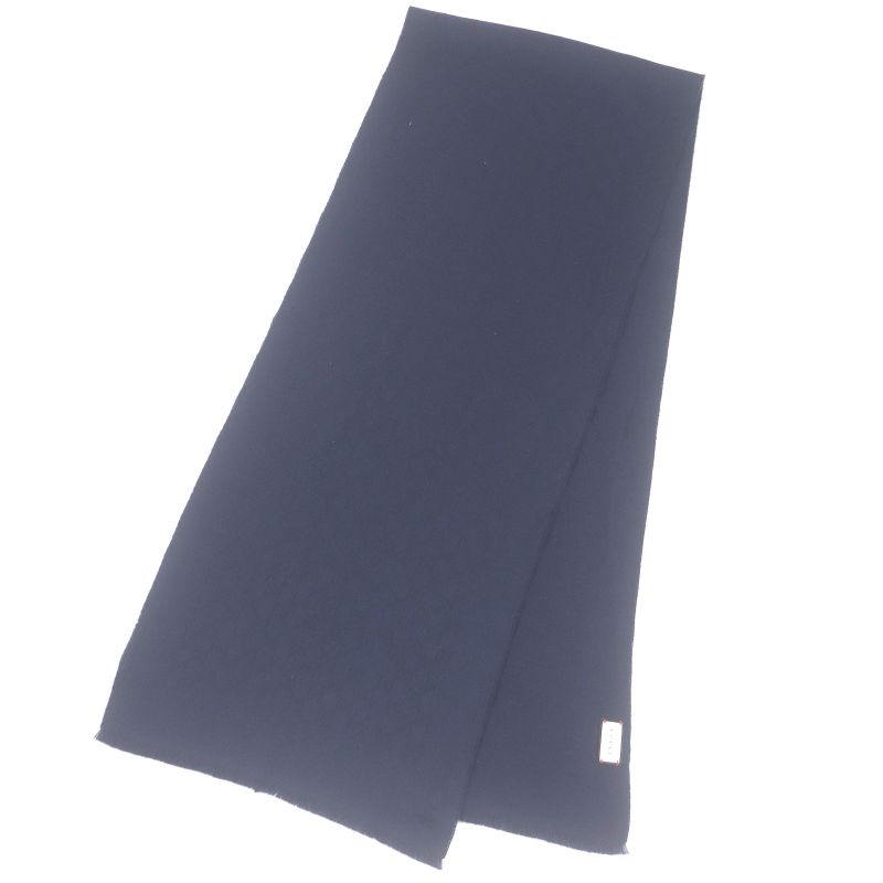 Gucci 100% Cashmere GG Logo All-over Fringe Scarf Shawl Scarf Navy 36 X 180cm