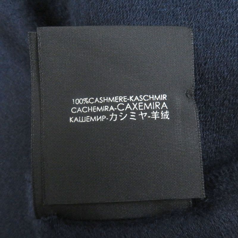 Gucci 100% Cashmere GG Logo All-over Fringe Scarf Shawl Scarf Navy 36 X 180cm