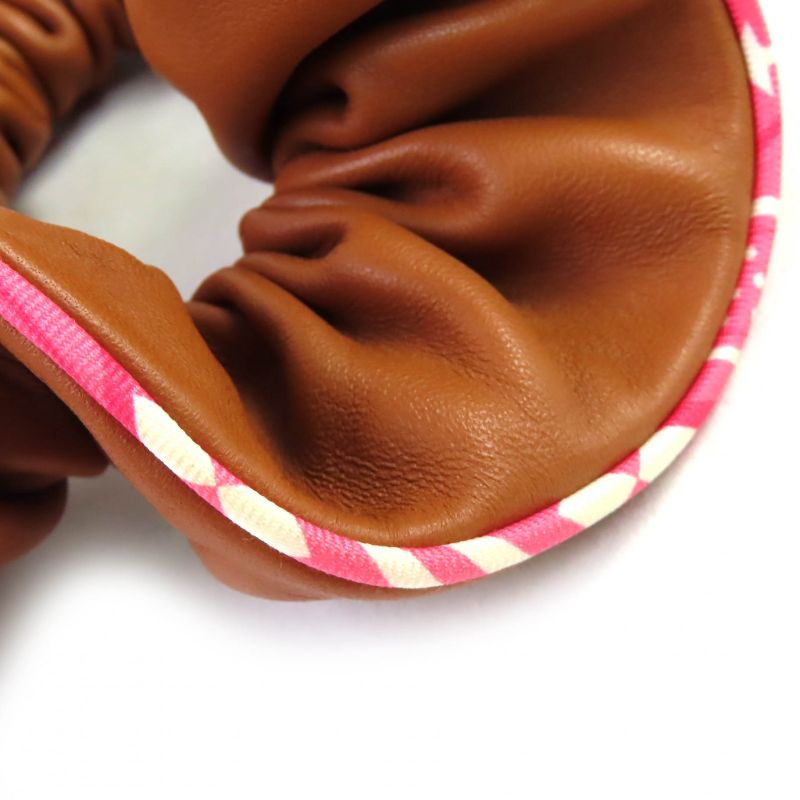 Hermes Claudia Chouche Leather Crew De Sel Silk Twill Hair Accessory Hair Tie