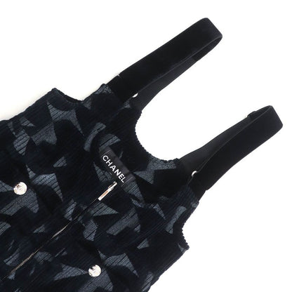 CHANEL 24AW P77394 Coconage Coco Button Hem Flare Zip Jumpsuit Tuna Overalls