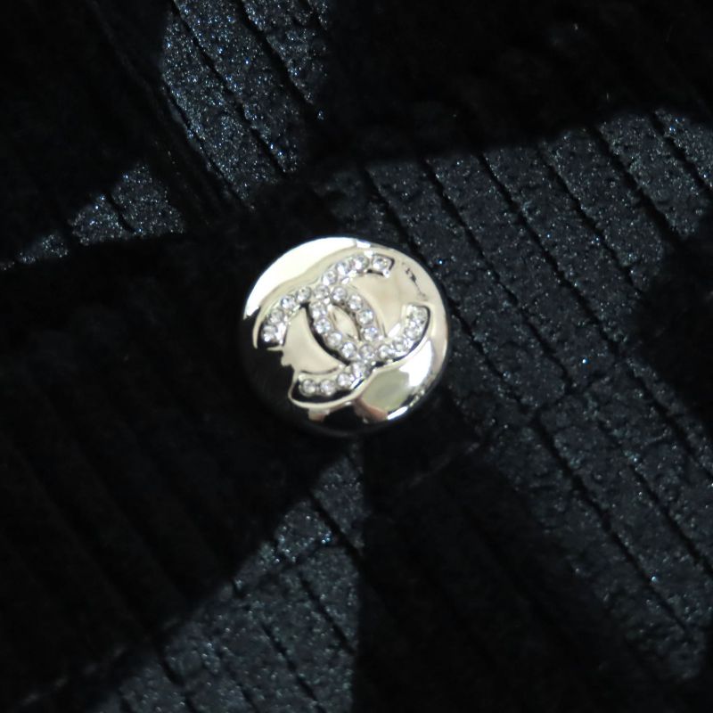 CHANEL 24AW P77394 Coconage Coco Button Hem Flare Zip Jumpsuit Tuna Overalls